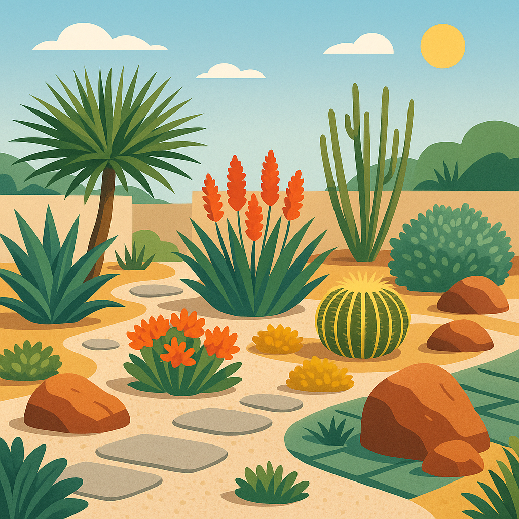 Sustainable landscaping with drought-resistant plants and xeriscape design