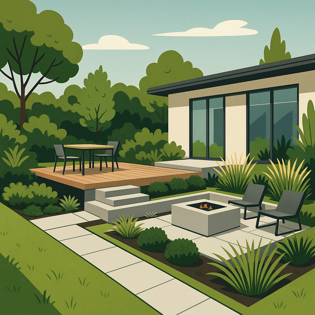 A well-designed landscape showcasing the benefits of design-build landscaping for projects.